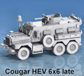 1:100 Scale - Cougar 6x6 HEV Late, Mid Turret Open, Dome Retracted